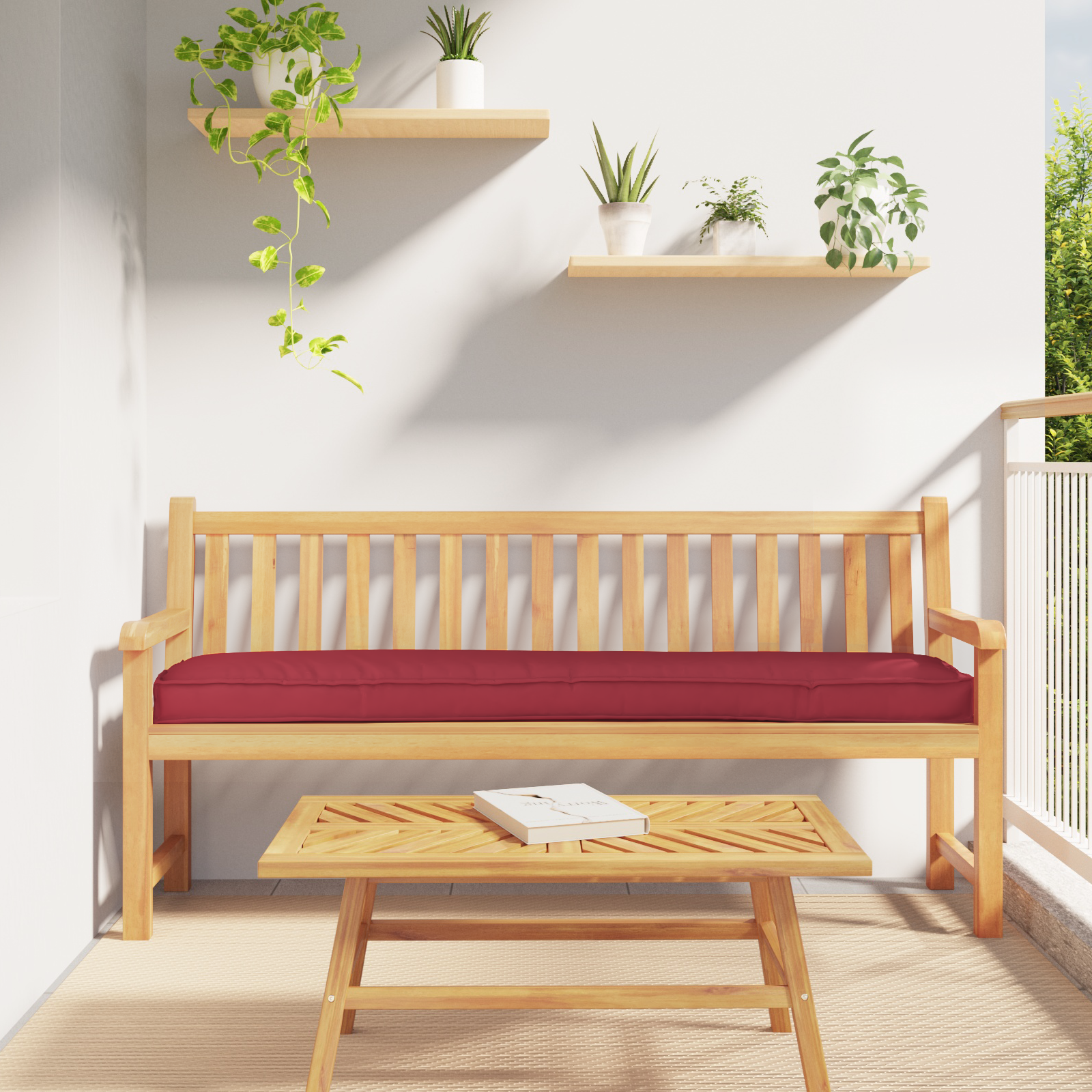foto del prodotto cuscino per panchina rosso vino 180x40x8 cm tessuto oxford