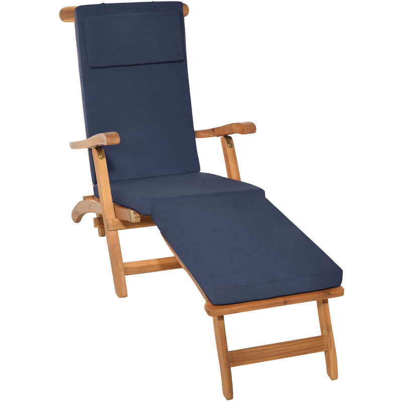 foto del prodotto cuscino per sedia a sdraio loftlux dc cuscino sfoderabile per sedie e poltrone da giardino blu scuro, 175x45x5 cm beautissu
