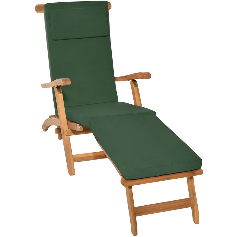 foto del prodotto cuscino per sedia a sdraio loftlux dc cuscino sfoderabile per sedie e poltrone da giardino verde scuro, 175x45x5 cm beautissu