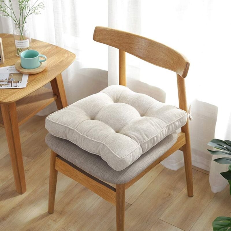 foto del prodotto cuscino per sedia, cuscini per seduta imbottiti in cotone pp spesso con cinghie di fissaggio, morbidi e confortevoli, per interni ed esterni,