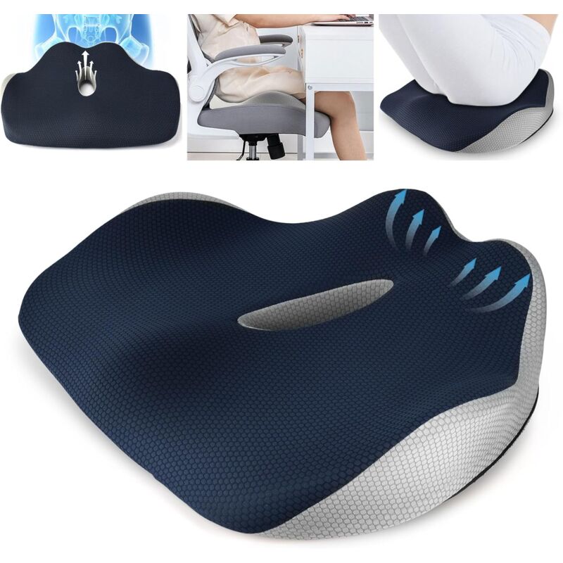 foto del prodotto cuscino per sedia, cuscino per seduta, cuscino per sedia da ufficio, memory foam, cuscino per auto, fodera lavabile, modellante per fianchi, cuscino