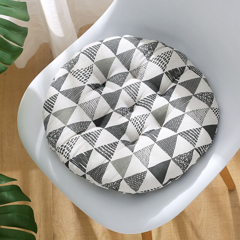 foto del prodotto cuscino per sedia, cuscino rotondo traspirante tatami per sala da pranzo ufficio divano triangolo grigio, 40 cm, set da 2 