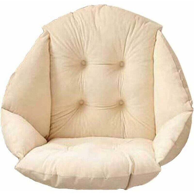 foto del prodotto cuscino per sedia da 40 40 48 cm con schienale e seduta in morbido velluto elasticizzato, impermeabile, in paglia di rattan, per giardino, beige
