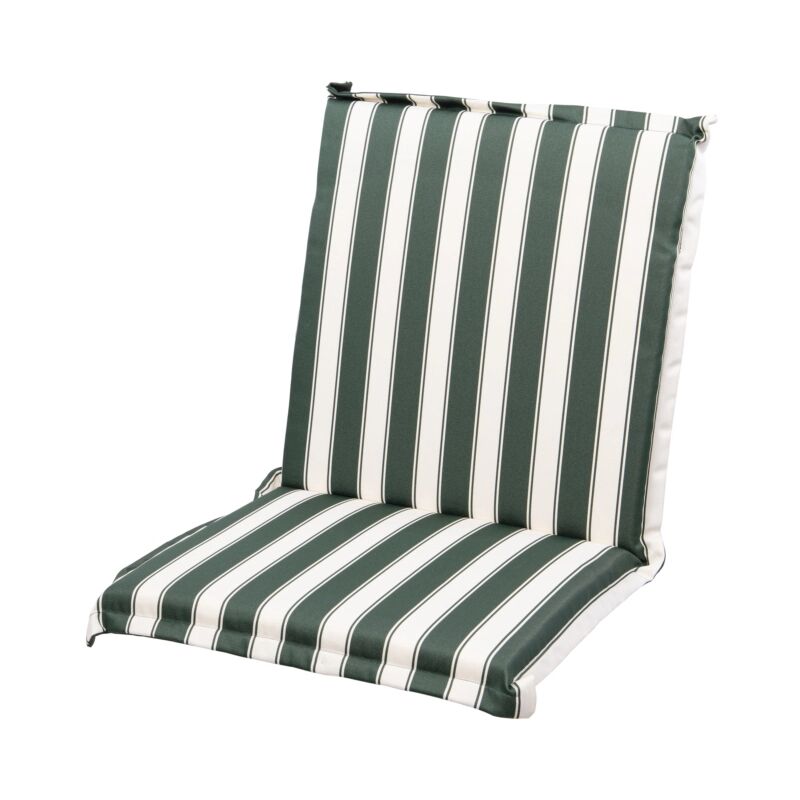 foto del prodotto cuscino per sedia da esterno a righe verdi, 39x37xh2.5 cm