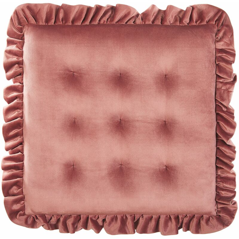foto del prodotto cuscino per sedia di velluto quadrato con volant 40 x 40 cm rosa kalanchoe