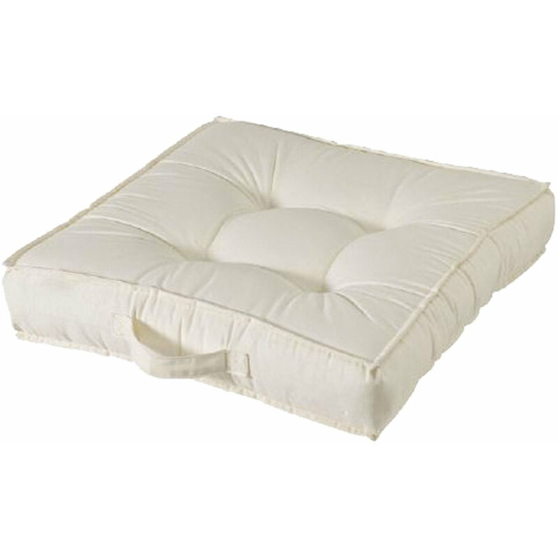 foto del prodotto cuscino quadrato in cotone imbottito 50x50 cm con maniglia living beige
