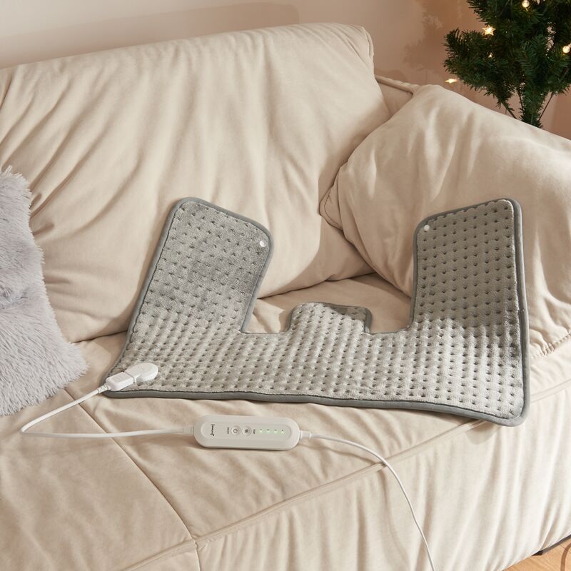 foto del prodotto cuscino riscaldante borrello termoforo elettrico per spalle e nuca 65 x 45 cm grigio en.casa 