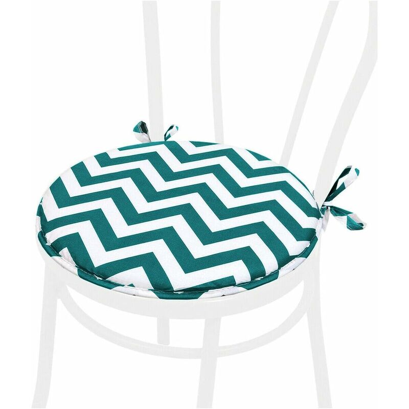 foto del prodotto cuscino sedia rotondo morbido lavabile laccetti fissaggio a righe zig zag 100 made in italy verde
