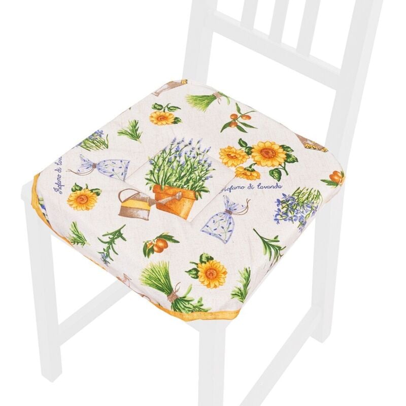 foto del prodotto cuscino sedia universale cotone lavabile coprisedia cucina trapuntato lavanda shabby chic