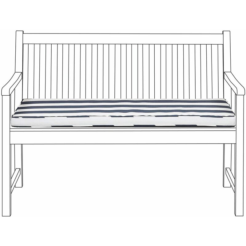 foto del prodotto cuscino seduta da panca da giardino in poliestere blu a righe 120 cm vivara
