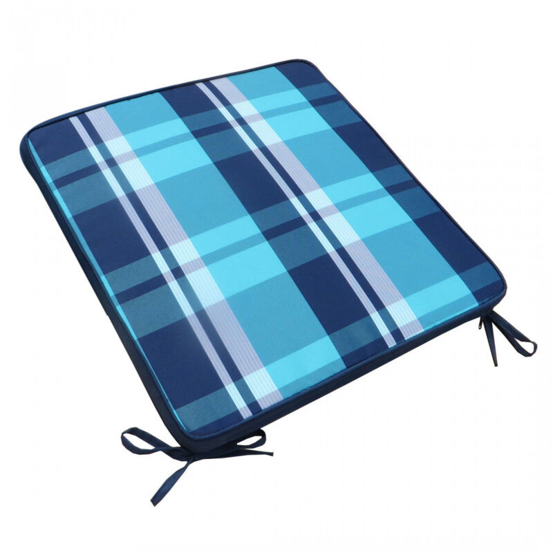 foto del prodotto cuscino seduta imbottito blu a quadri e copertura sfoderabile in poliestere 39x39 cm