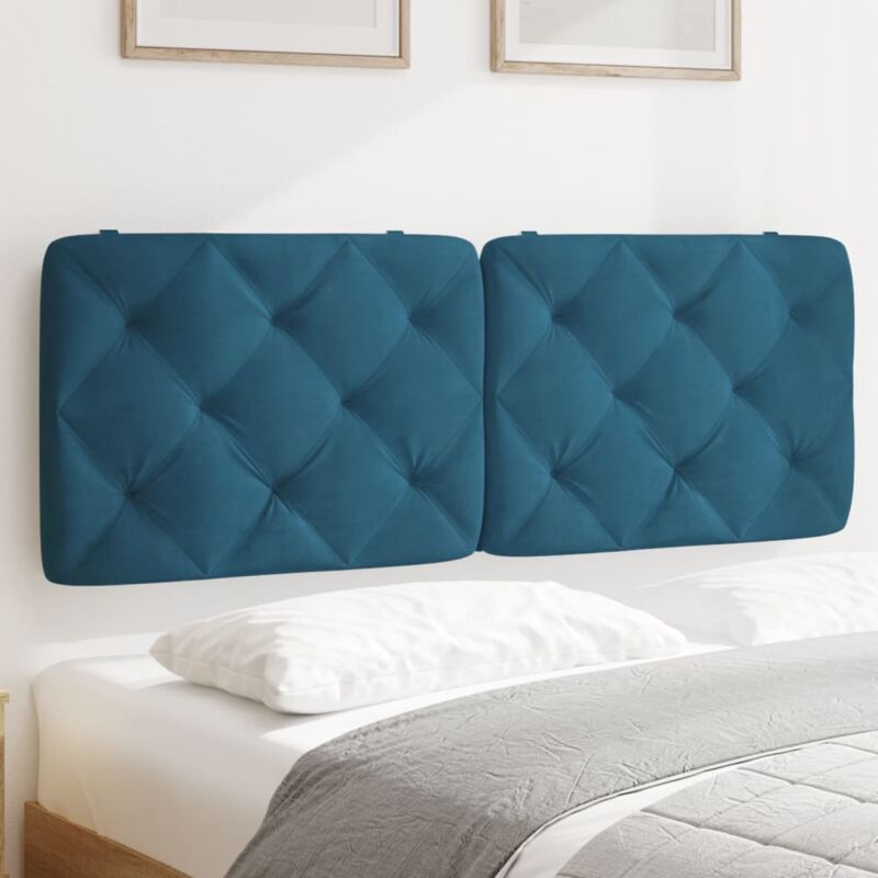 foto del prodotto cuscino testiera blu 120 cm in velluto vidaxl 816502