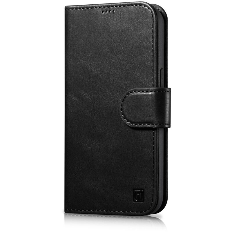 foto del prodotto custodia a portafoglio in pelle 2in1 flip cover per iphone 14 pro custodia a portafoglio con cera d olio anti rfid nera