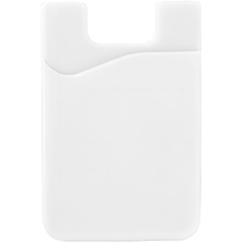 foto del prodotto custodia autoadesiva con tasca per carte di credito sul retro del telefono, silicone bianco