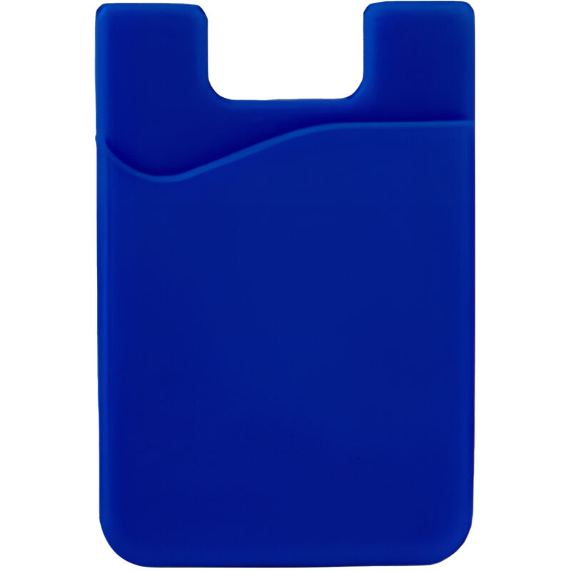 foto del prodotto custodia autoadesiva con tasca per carte di credito sul retro del telefono, silicone blu