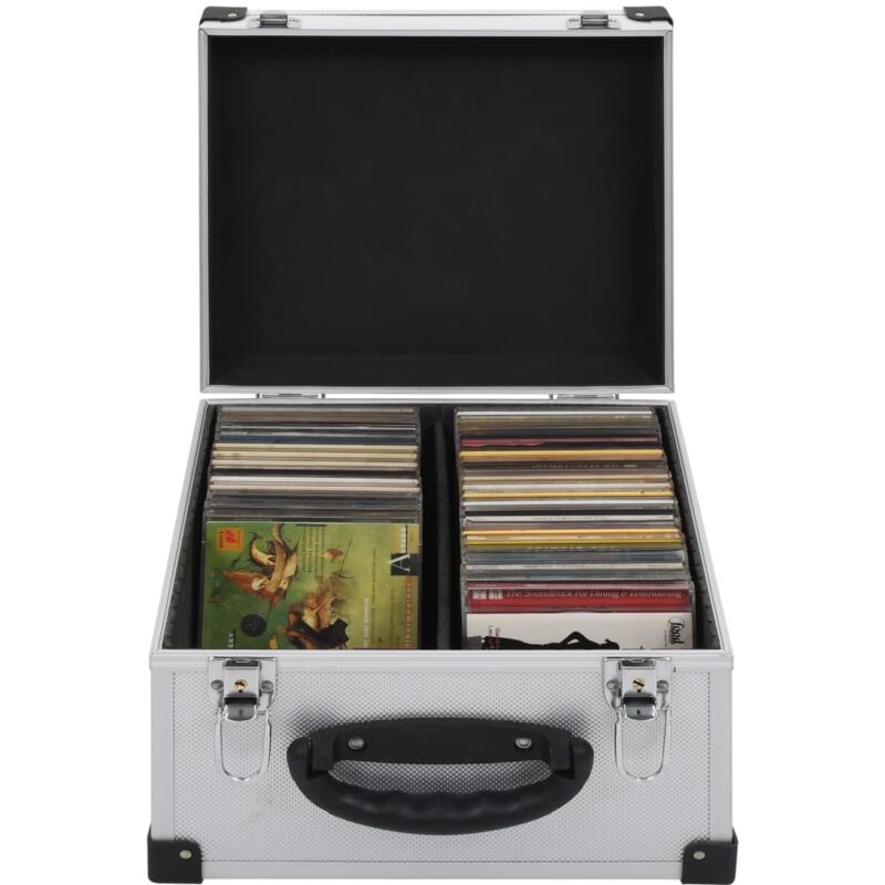 foto del prodotto custodia cd per 40 cd in alluminio abs argento vidaxl