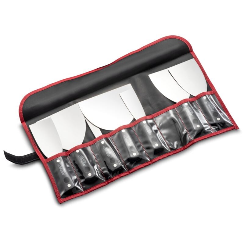 foto del prodotto custodia con 7 coltelli per cartongessista in alluminio e shock