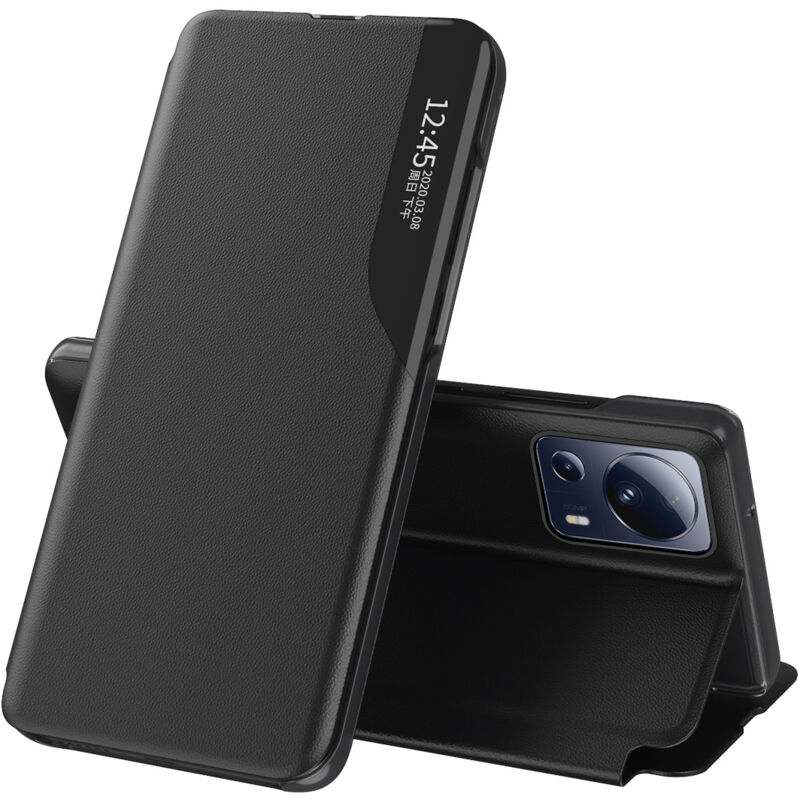 foto del prodotto custodia con patta e supporto per xiaomi 13 lite eco leather, nera
