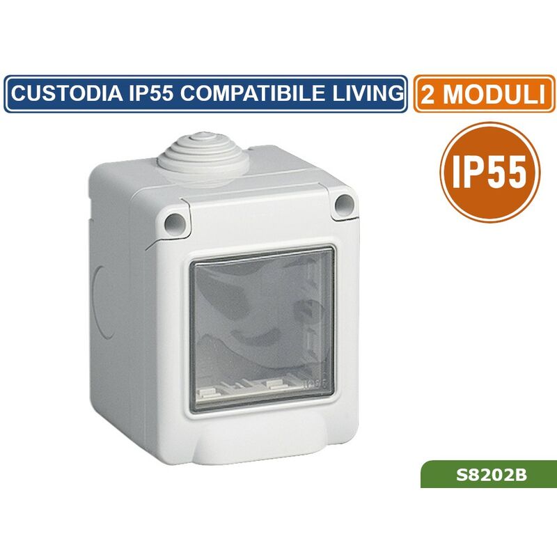 foto del prodotto custodia contenitore da parete idrobox 2 moduli ip55 compatibile serie bticino living