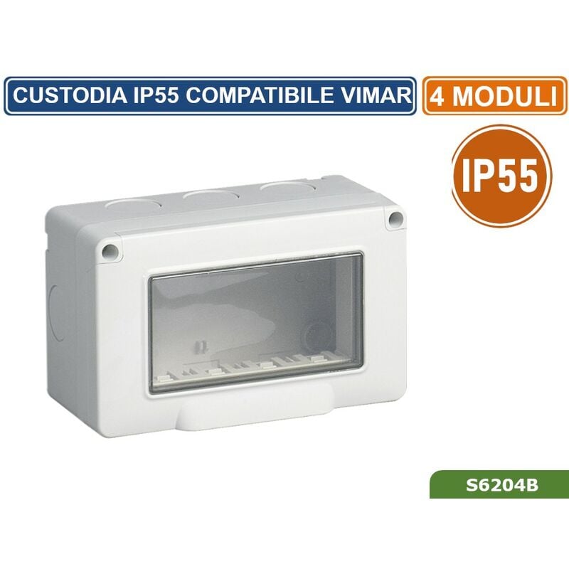 foto del prodotto custodia contenitore da parete idrobox 4 moduli ip55 compatibile serie vimar plana
