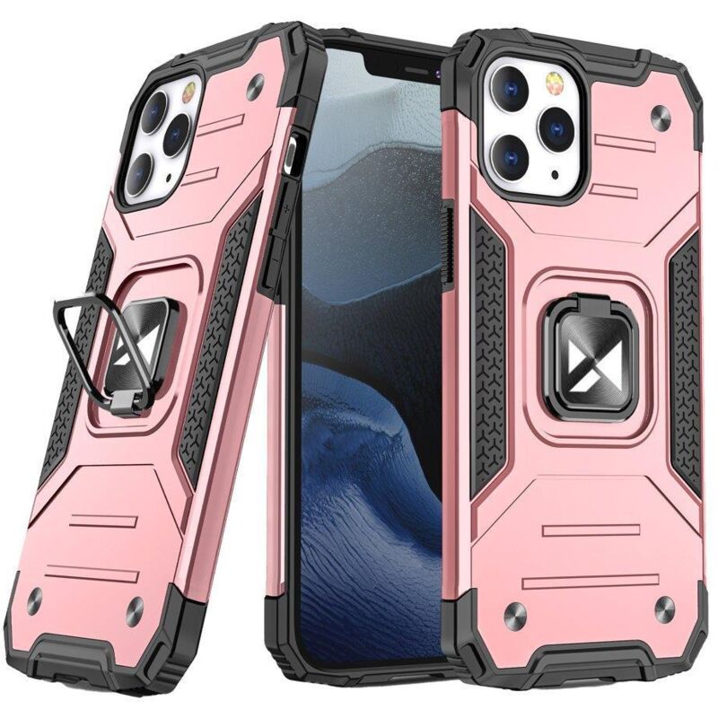 foto del prodotto custodia corazzata per iphone 14 pro, supporto magnetico ring armor, oro