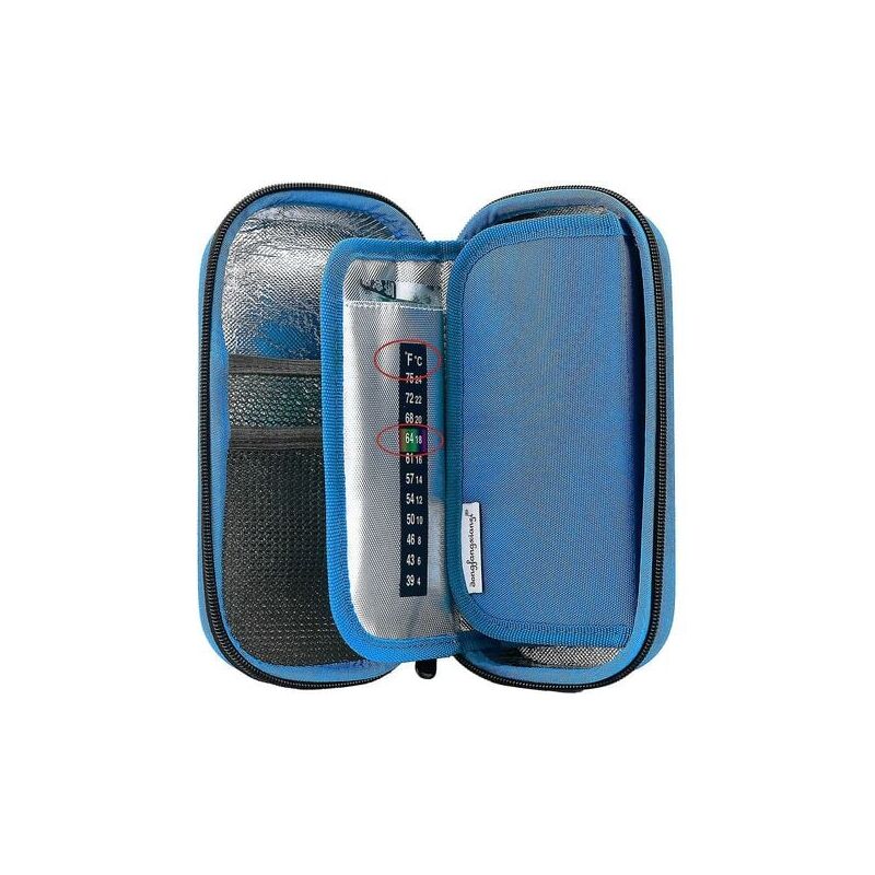 foto del prodotto custodia da viaggio per insulina borsa termica per il trasporto diabetico isolata per farmaci comodi con 3 pacchi di ghiaccio pi freddi blu 