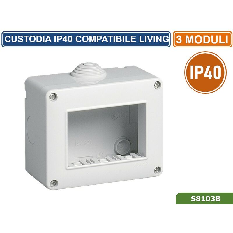 foto del prodotto custodia esterna idrobox 3 moduli ip40 compatibile serie bticino living