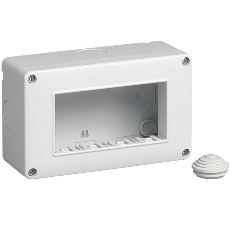foto del prodotto custodia idrobox per esterno a 4 posti compatibile con vimar plana cassetta per interruttori ip40