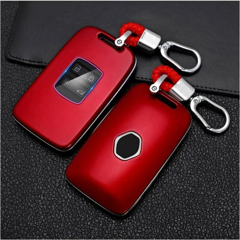 foto del prodotto custodia in fibra di carbonio per chiave auto adatta per renault koleos kadjar scenic megane sandero espace clio captur kangoo laguna talisman, rosso