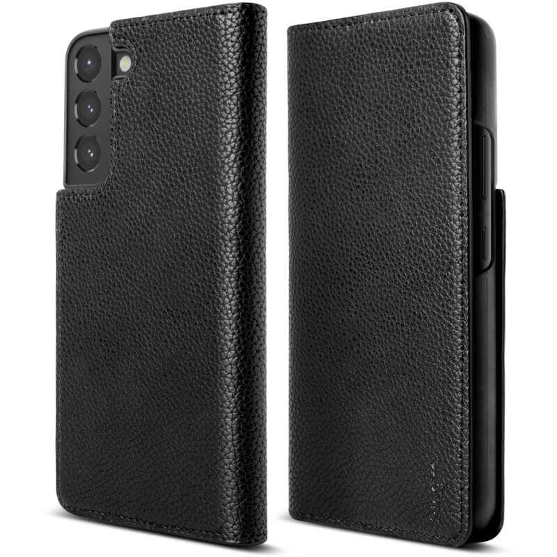 foto del prodotto custodia in pelle con patta per galaxy s22 folio signature nera