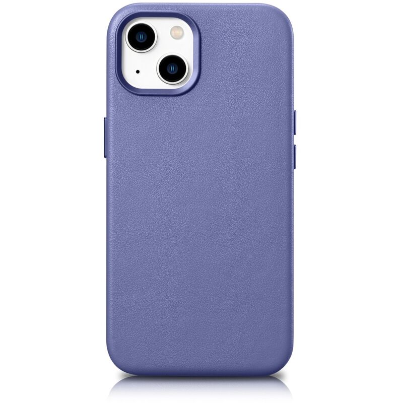 foto del prodotto custodia in pelle naturale per iphone 14 magsafe case pelle, cover viola chiaro