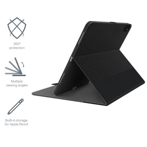 foto del prodotto custodia ipad pro 12.9 2018 2021 bl ack whit holder pencil cygnett