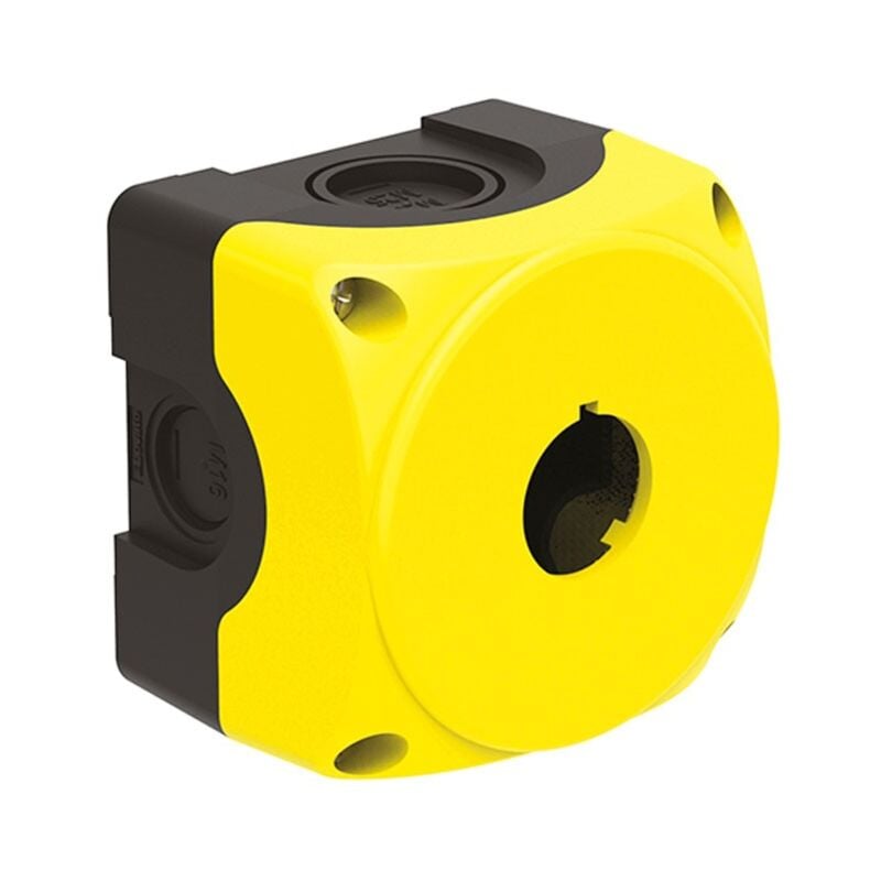 foto del prodotto custodia lovato in plastica gialla ip67 per 1 pulsante lpzp1a5