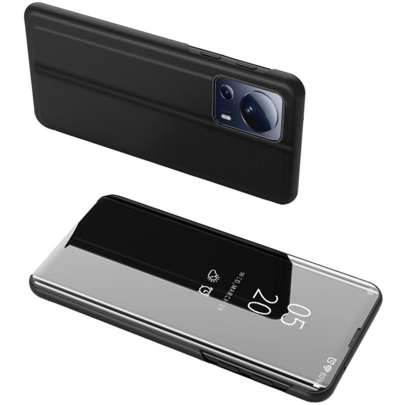 foto del prodotto custodia lucida a libro per xiaomi 13 lite clear view case, nera