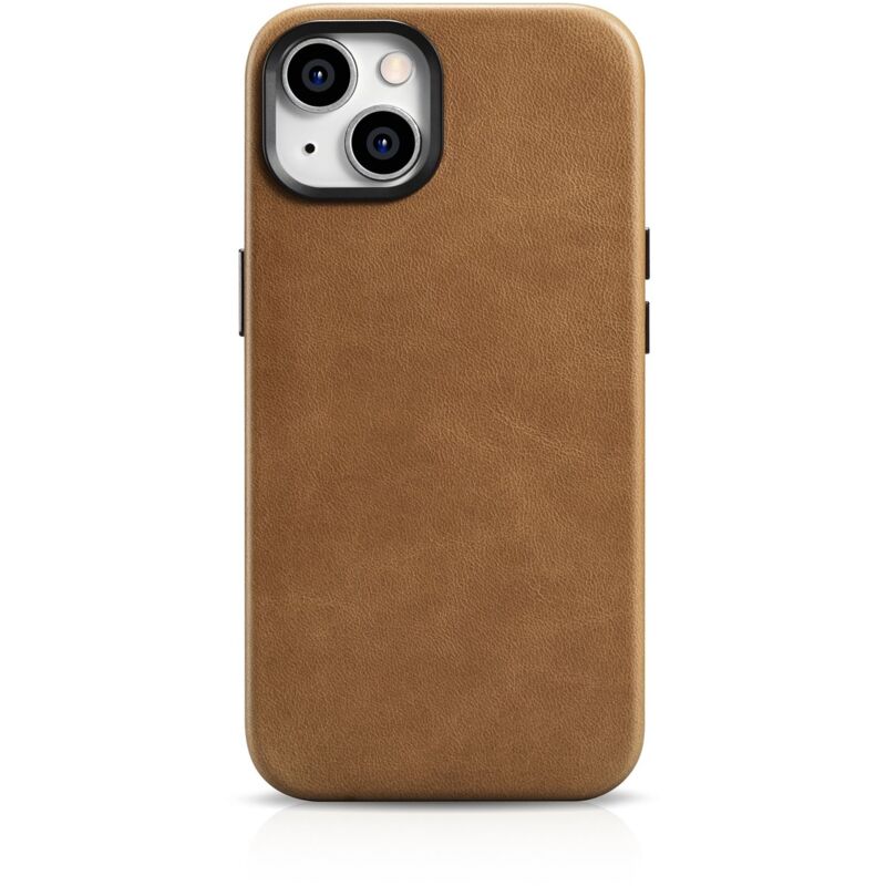 foto del prodotto custodia magnetica in pelle per iphone 14 con custodia in pelle magsafe oil wax premium marrone chiaro