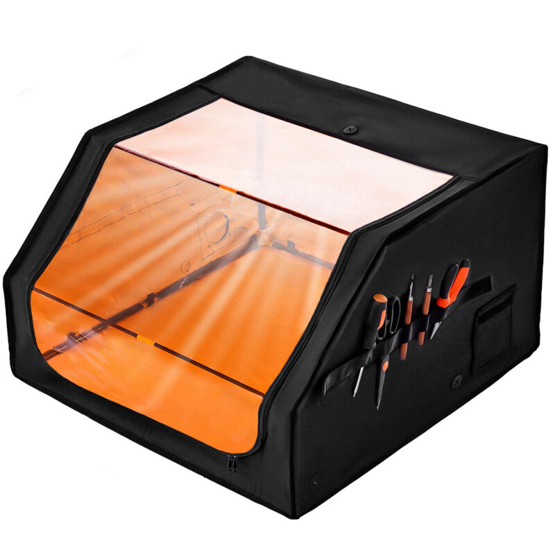 foto del prodotto custodia per incisore laser 31,5 x 31,5 x 19,6 copertura protettiva ignifuga con ventola di scarico, ignifuga, isolamento da fumo e rumore,