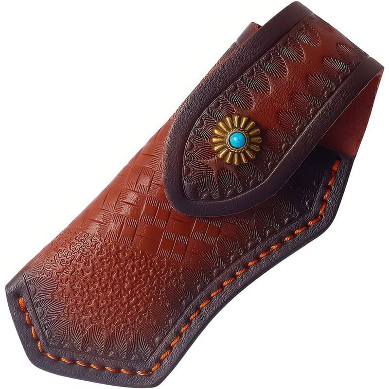 foto del prodotto custodia protettiva in vera pelle per coltello tascabile e coltello pieghevole, coltello da cintura, coltello da caccia, custodia fissa, lama per
