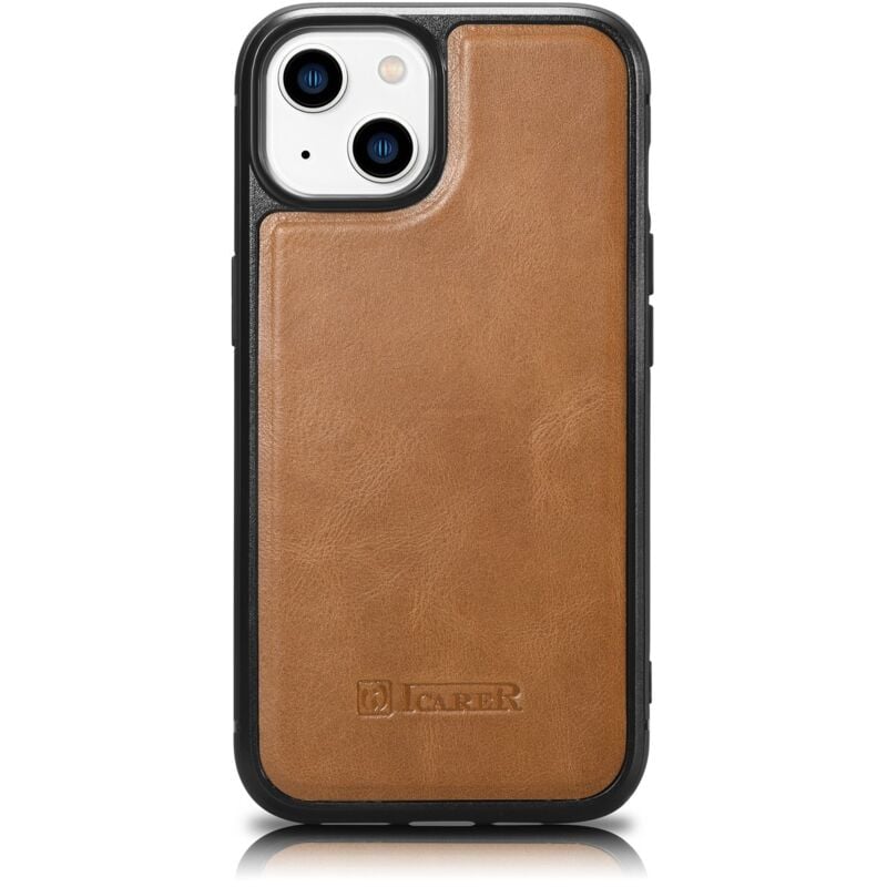 foto del prodotto custodia rivestita in pelle naturale per iphone 14 leather oil wax, marrone chiaro