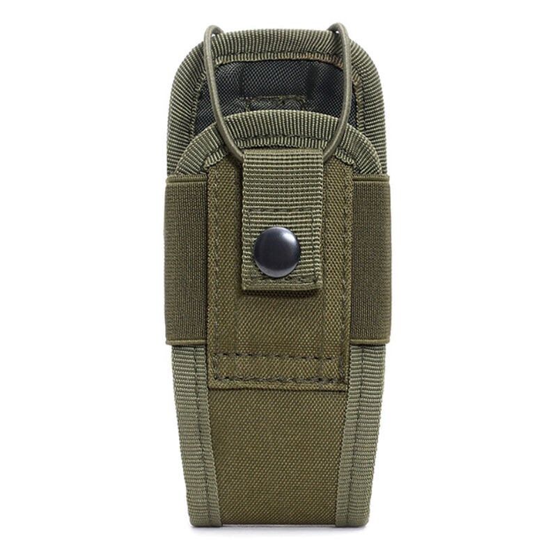 foto del prodotto custodia tattica verde militare con fondina e marsupio per radio portatile o walkie talkie