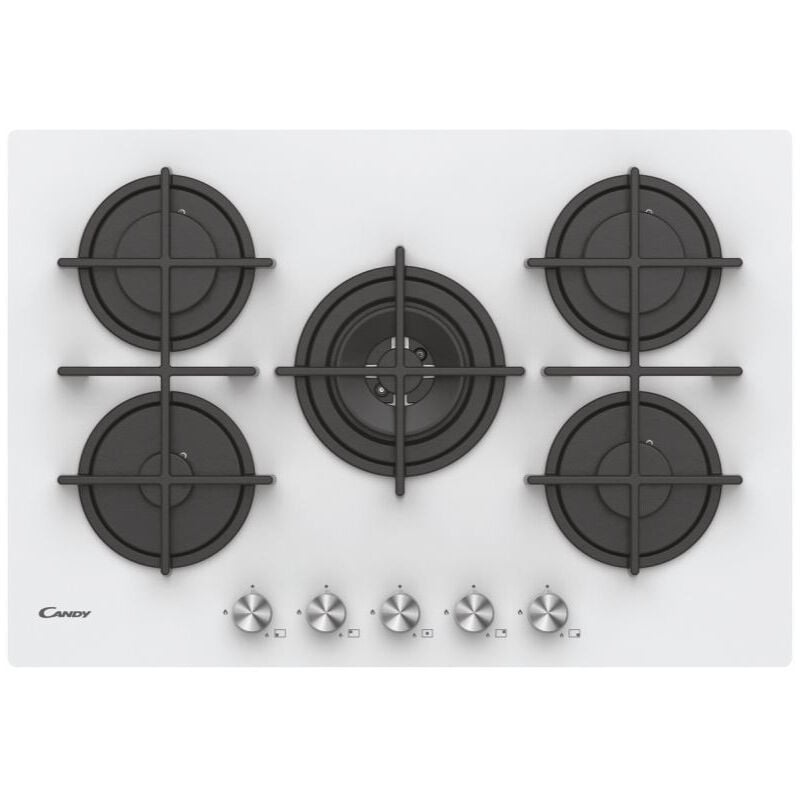 foto del prodotto cvg74wpw piano cottura da incasso 75 cm 5 fuochi gas bianco - candy
