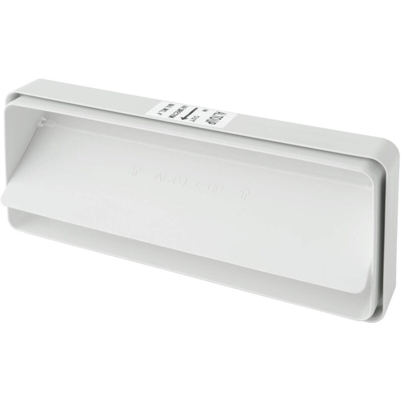 foto del prodotto cvl229b giunto 220x90 mm, con valola a farfalla per tubi rettangolari in abs. colore bianco la ventilazione