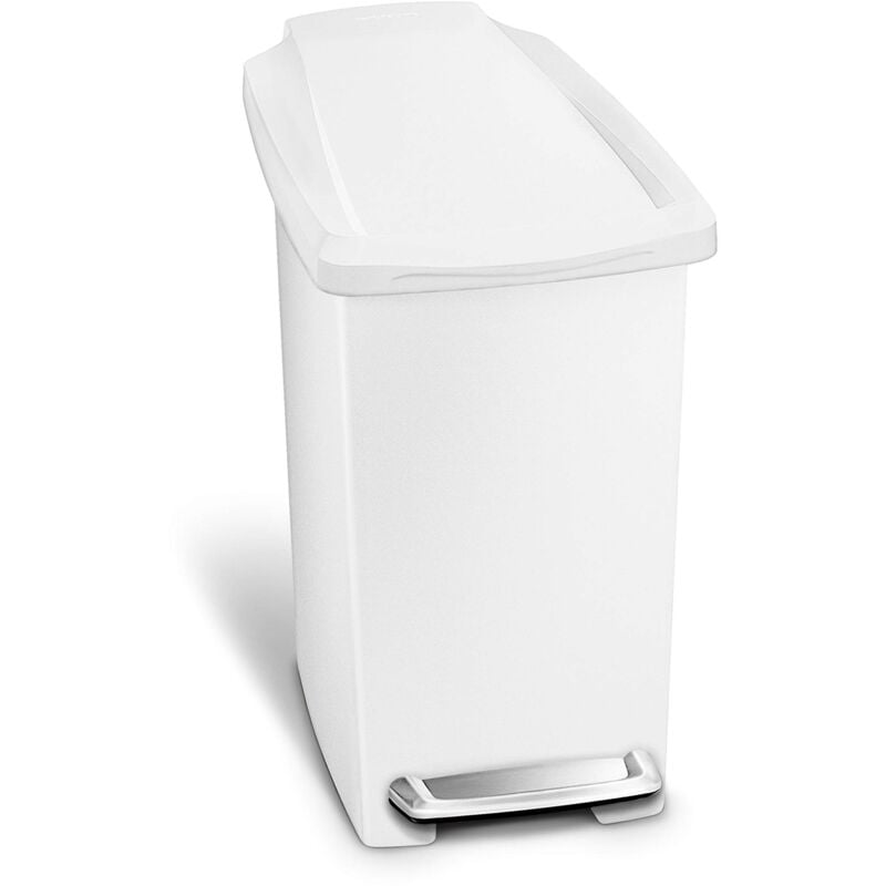 foto del prodotto cw1332 cestino sottile con pedale, pattumiera piccola per bagno, plastica bianca, 10 l simplehuman