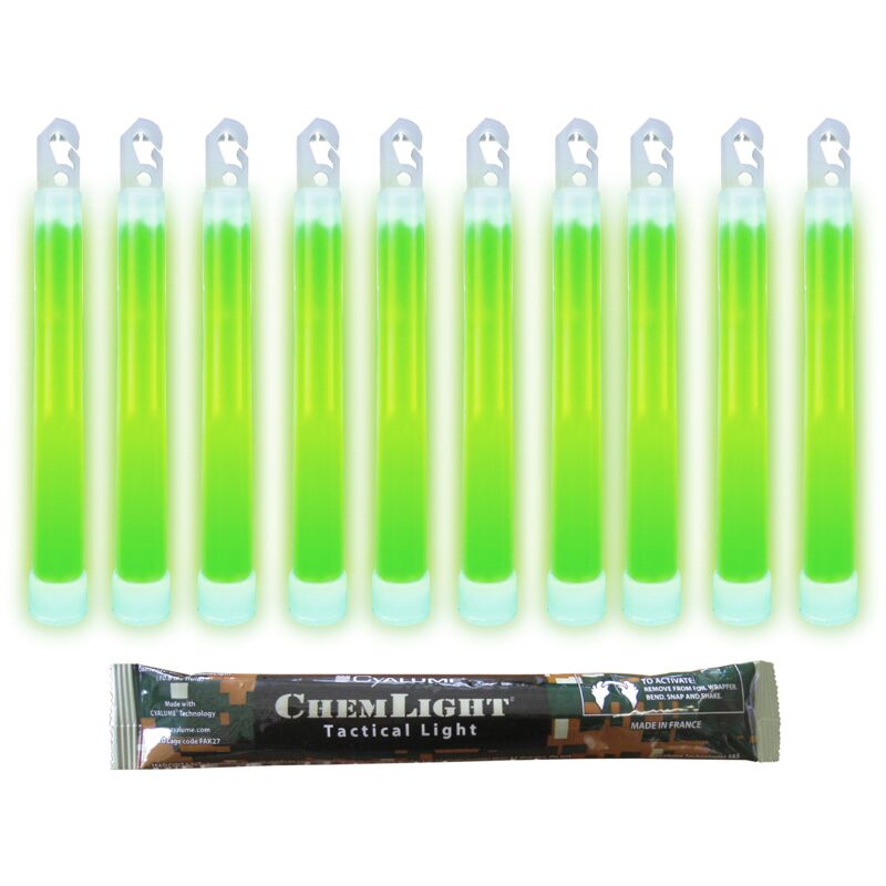 foto del prodotto cyalume bastoncino luminoso verde militare chemlight lightsticks 15cm light sticks ultra luminosi 12 ore scatola da10 