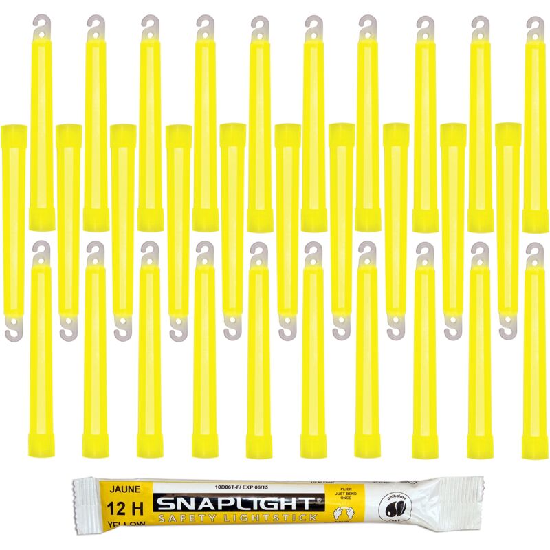 foto del prodotto cyalume bastone luminoso snaplight glow sticks 15 cm light sticks molto luminoso con durata di 12 ore gialo sacchetto da 30 