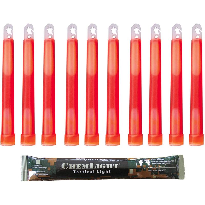foto del prodotto cyalume chemlight lightsticks bastone luminoso rosso militare, 15 cm, con luce molto luminosa con durata di 12 ore 20 , qualit militare,