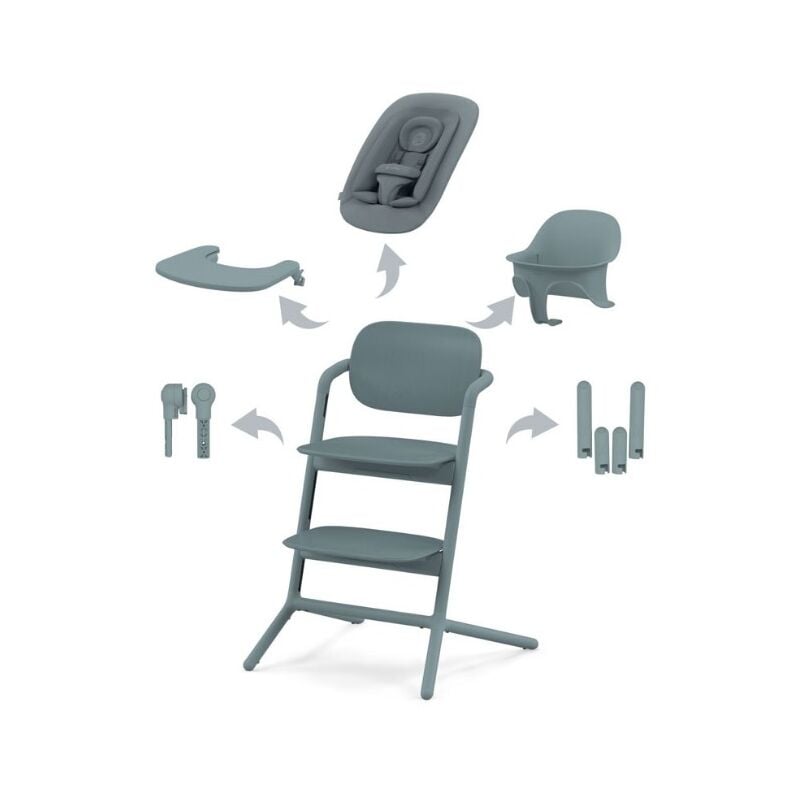 foto del prodotto cybex gold seggiolone lemo 4in1 con sdraietta, vassoio e baby set inclusi stone blue
