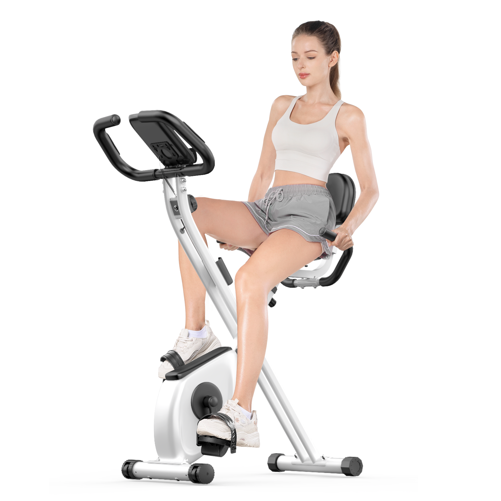 foto del prodotto cyclette reclinabile con schienale - rattantree - con 8 livelli di resistenza regolabili - bianco