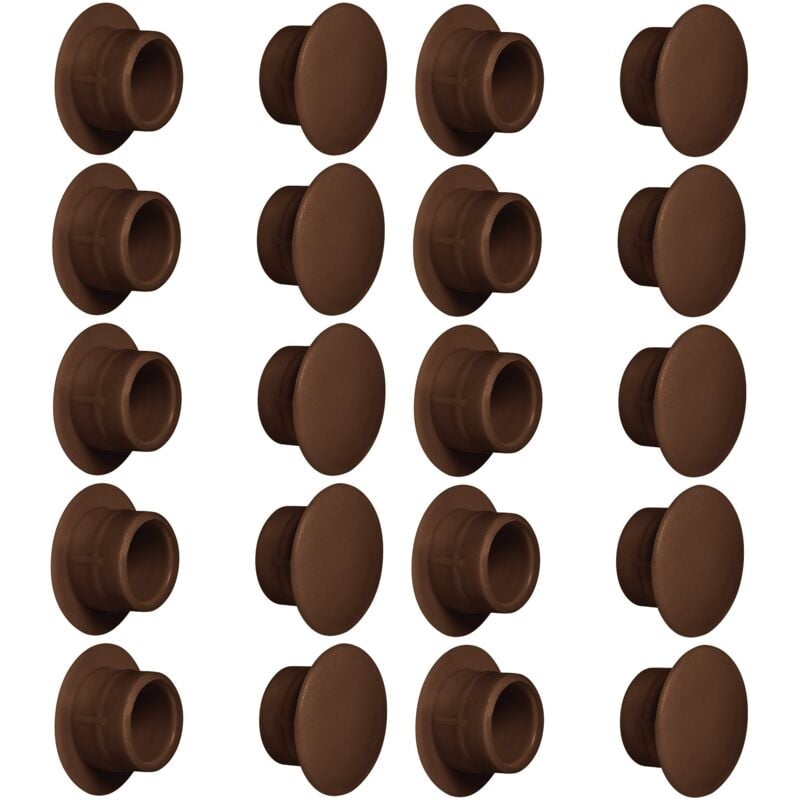 foto del prodotto cyclingcolors 20x tappo chiusura plastica mobili inserto cappuccio copriforo fori 15mm marrone scuro ral 8014 