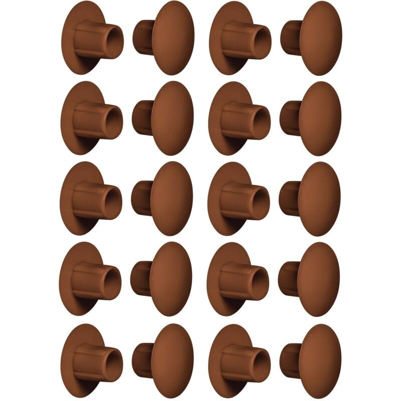 foto del prodotto cyclingcolors 20x tappo chiusura plastica mobili inserto cappuccio copriforo fori 5mm x 10mm marrone ral 8007 
