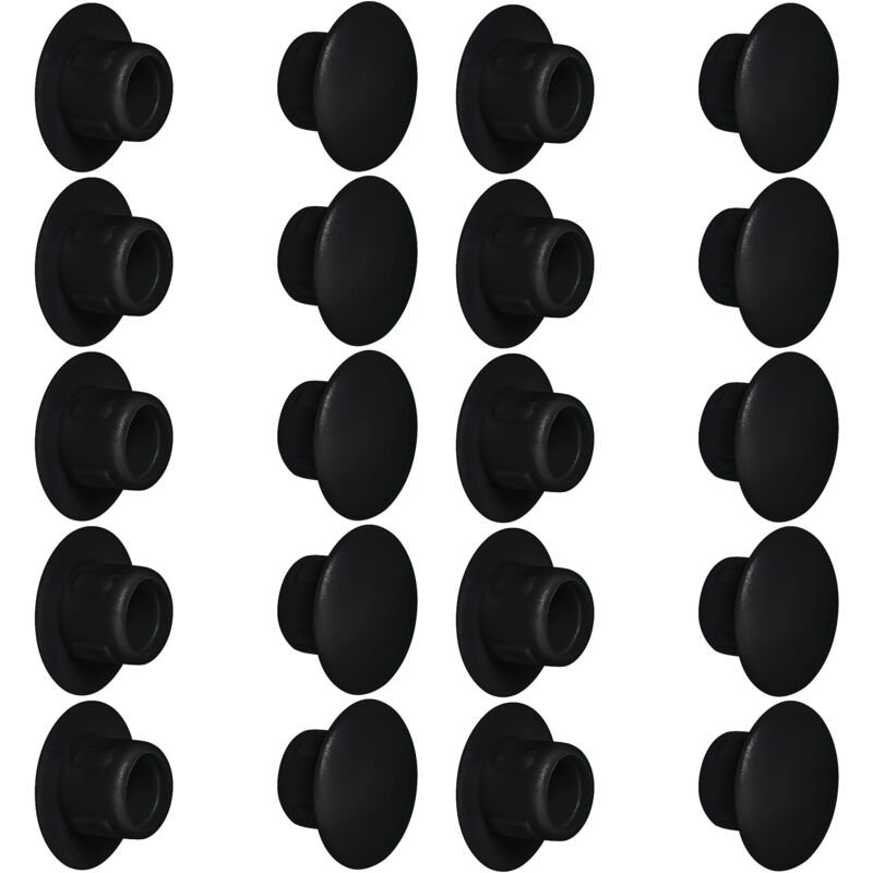 foto del prodotto cyclingcolors 20x tappo chiusura plastica mobili inserto cappuccio copriforo fori 6mm nero ral 9011 